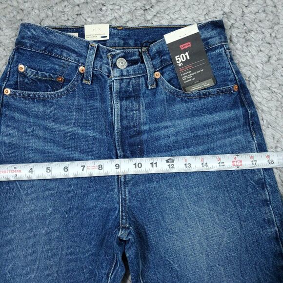 Levi's Premium 501 '81 Mom Jeans Medium Wash Blue Size 24x31 High Rise Tapered - Picture 11 of 12
